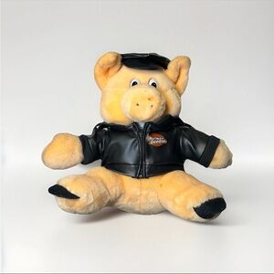 Vintage Harley Davidson 1993 Biker Pig Plush W/ Jacket & Hat Stuffed Animal